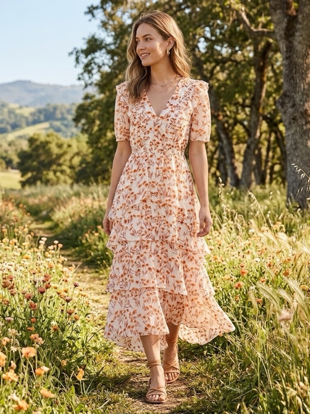 Maje Tiered Maxi Dress